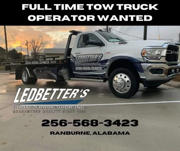 We are hiring! 

Ledbetter's Body and Frame Shop is looking ...